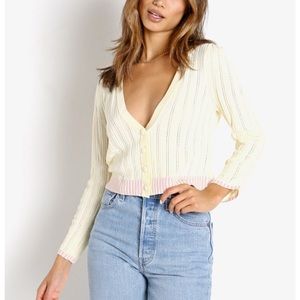 For Love and Lemons Rhea Pointelle Cardi Buttercup